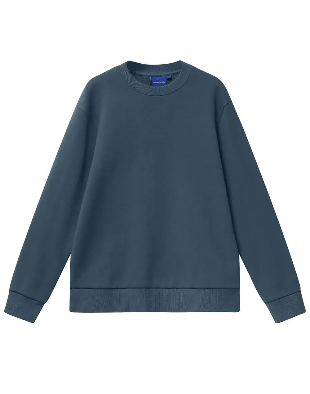 Unisex Air-layered CVC Crew Nech Sweater FL05 in Slate Blue
